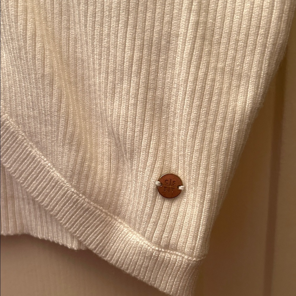 White Ribbed Button-Down Shirt - Picture 5 of 6